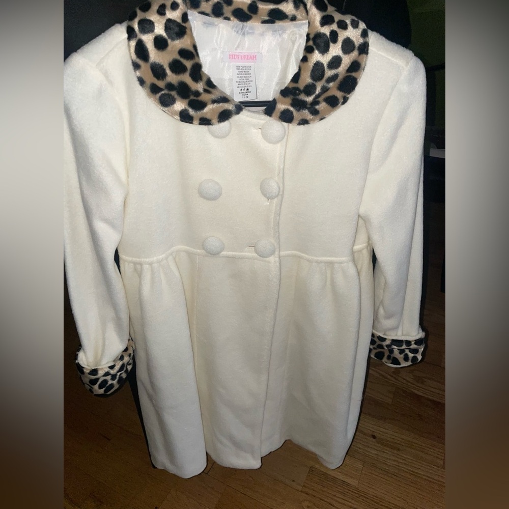 Easter is approaching. Young girl flare leopard print jacket.